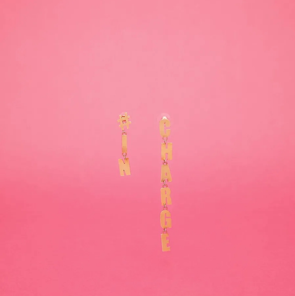 NWT DVF gold-plated, #INCHARGE statement earrings